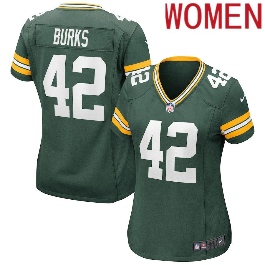 Women Green Bay Packers 42 Oren Burks Nike Green Game NFL Jersey